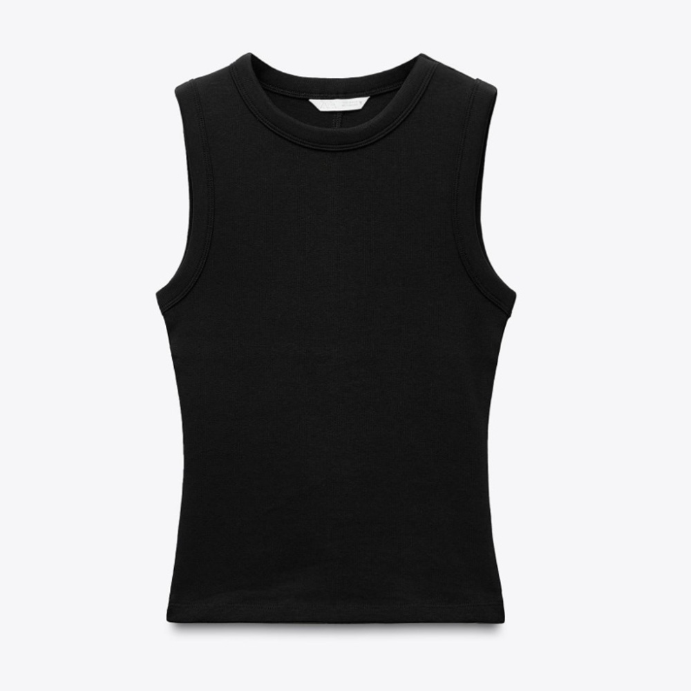 Zara Black Ribbed Knit Top